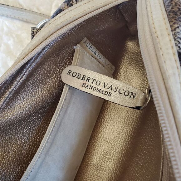 ROBERTO VASCON Hand Made Women's Hand Bag Reptile Embossed Genuine Leather Y2K - Picture 10 of 14